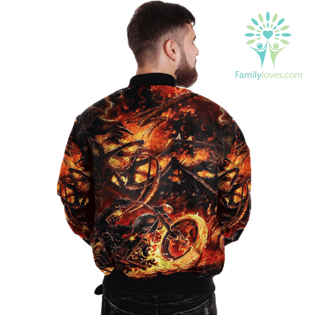 Ghost Rider The Road To Damnation Skull Over Print Jacket - Familyloves.com