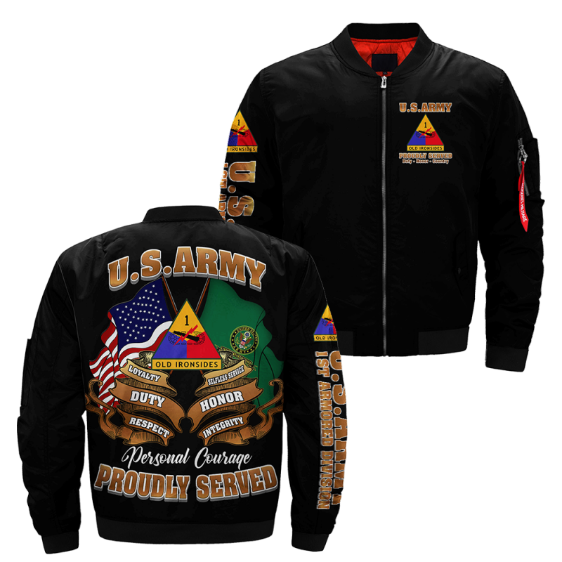 US Army 1st Armored Division Over Print Jacket - Familyloves.com