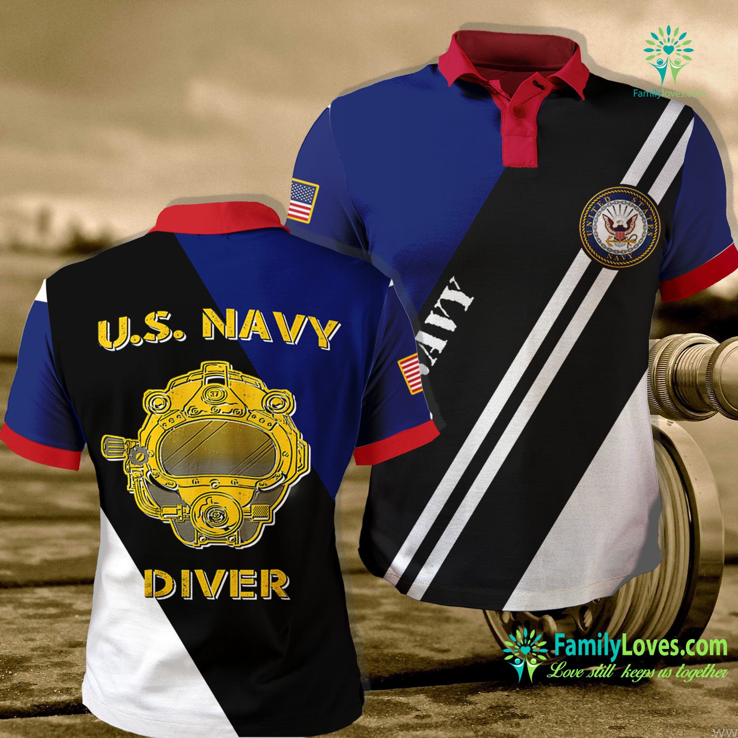 Us Navy Training US Navy Diver Back Only Navy Polo Shirt All Over Print ...