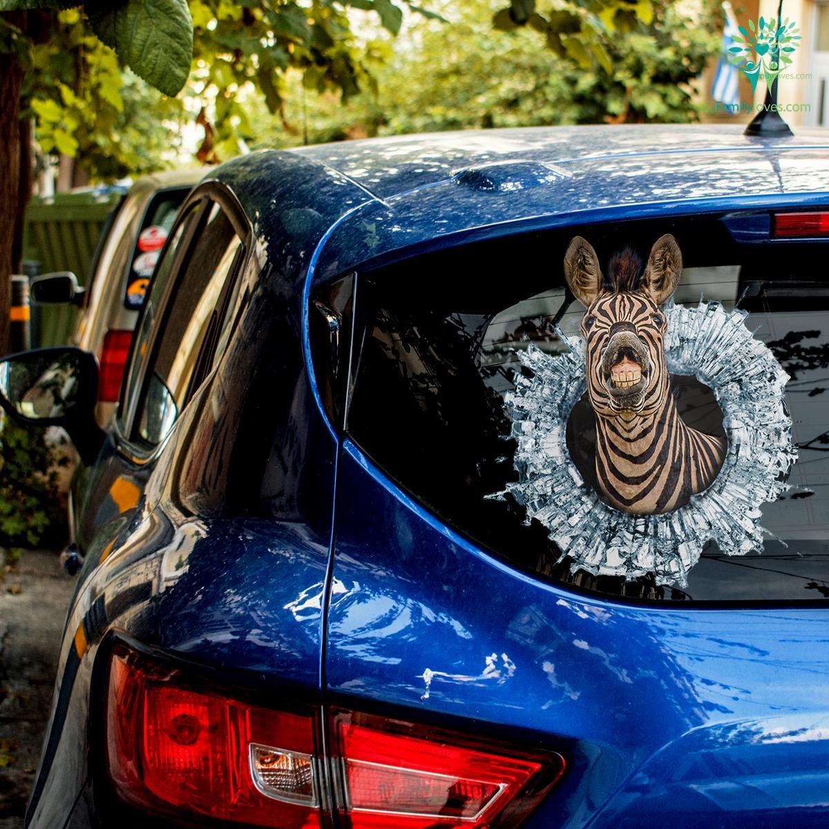 Zebra Smile Car Decal And Broken Car Window Sticker Car Window Decals Familyloves Com