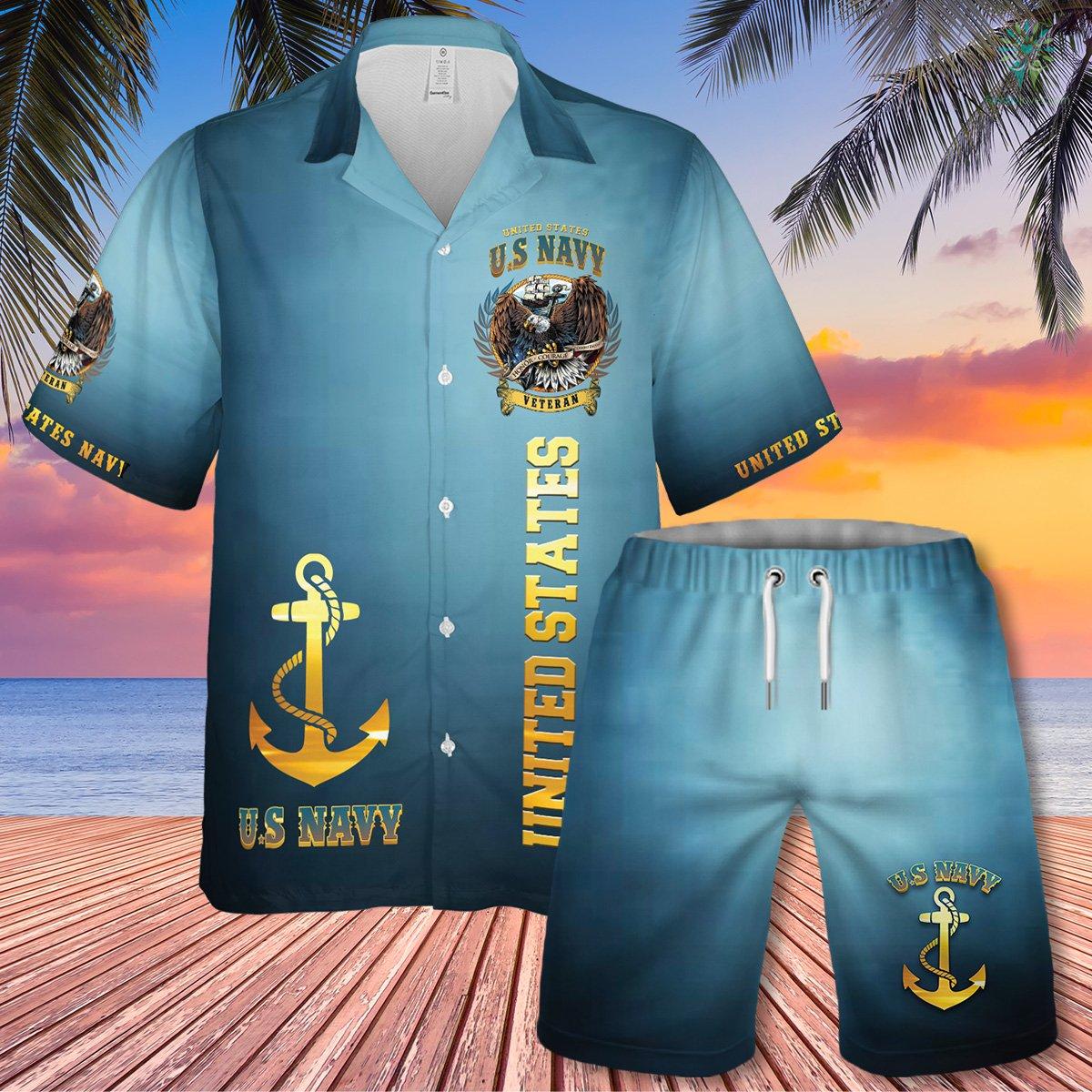 United States Navy Hawaiian Casual Button Down Short Sleeve Hawaiian ...